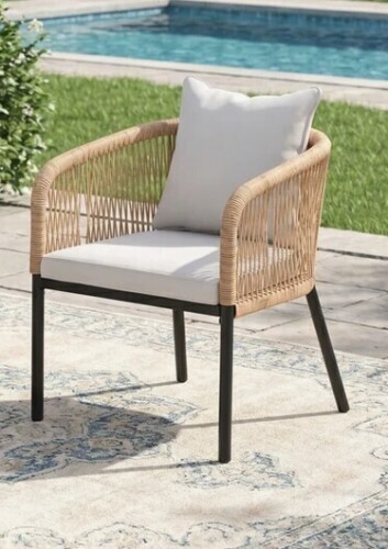 Corrigan Studio&reg; Modern PE Rattan Patio Dining Arm Chair with Cushions New In Box $399