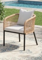 Corrigan Studio&reg; Modern PE Rattan Patio Dining Arm Chair with Cushions New In Box $399