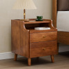 HOCAT Nightstand with Drawers, Pre-Assembled, 19.7" H Natural Solid Wood Night Stand with Open Sliding Shelf, Mid Century Modern Small Bedside Table Cabinet for Bedroom, Walnut New In Box $299