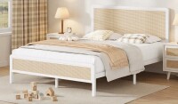 Bay Isle Home&trade; Full Size Metal Bed Frame with Rattan Headboard New In Box $299