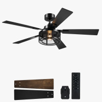 17 Stories 52" Industrial Farmhouse Ceiling Fan with Lights and Remote New In Box $399