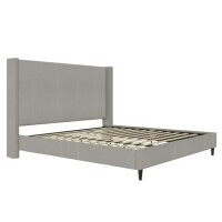 DHP Eveline Upholstered Platform Bed Frame with High Wingback Headboard, King, Textured Gray Canvas, (2 Boxes), New in Box $699