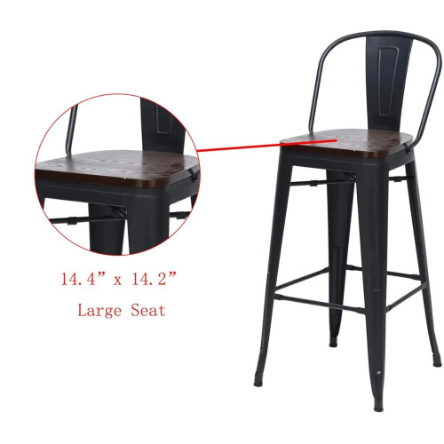 Williston Forge Rosenberry 30" Counter Stool with Wood Seat and Metal Frame, Matte Black, New in Box $299