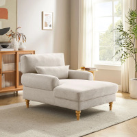 House of Hampton Jazier Upholstered Chaise Lounge with Adjustable Backrest, Cream, New in Box $499