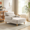 House of Hampton Jazier Upholstered Chaise Lounge with Adjustable Backrest, Cream, New in Box $499