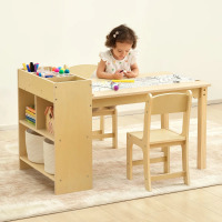Harriet Bee Kids Art Table And 2 Chairs, Toddler Activity Table With Large Storage Shelves, New in Box $299
