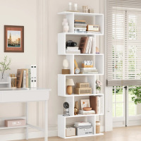 Ebern Designs Hermoth 75'' H X 27.6'' W Tall Contemporary Geometric 6-Tier Storage Display Shelf, White, New in Box $299