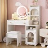 Vabches Princess 2-in-1 Makeup Vanity Table and Chair Set with Mirror & Lights, White, New Shelf Pull $299