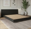 Latitude Run Satori Queen Size Low Profile Platform Bed With Headboard, Black, New in Box $699