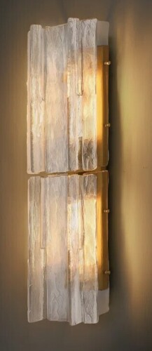 Everly Quinn 2 - Light Large 30" Wall Sconces With Water Ripple Glass New In Box $499