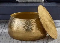 Home Decorators Collection Calluna 30 in. Gold Round Metal Coffee Table with Lift Top Storage New Floor Model $499
