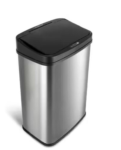 NINESTARS 13 Gal. Stainless Steel Touchless Metal Household Trash Can New Shelf Pull $99