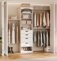StorageWorks 23.6"-118" W Closet System with 4 Drawers and 3 Adjustable Shelves New In Box $399