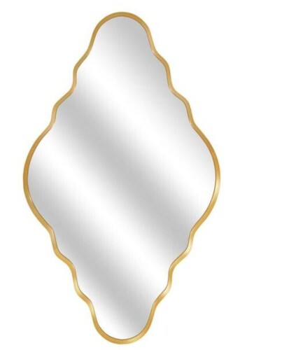 Hochwertiges 24 in. W x 39 in. H Scalloped Gold Aluminum Alloy Framed Irregular Wall Mirror New In Box $199