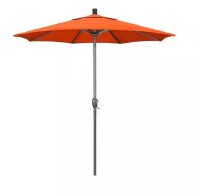 California Umbrella 7.5 ft. Grey Aluminum Market Push Button Tilt Crank Lift Patio Umbrella in Melon Sunbrella New In Box $399