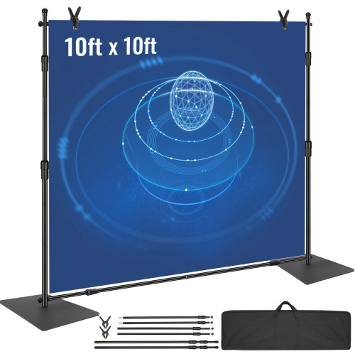 VEVOR 10ft x 10ft Pipe and Drape Kit, Heavy Duty Backdrop Stand with Carbon Steel Base, Adjustable Backdrop Support with 6 Clamps and A Carry Bag for Wedding, Party, Event, Photography, and Exhibition New In Box $299
