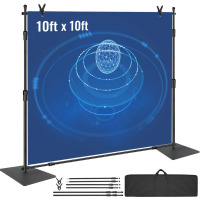 VEVOR 10ft x 10ft Pipe and Drape Kit, Heavy Duty Backdrop Stand with Carbon Steel Base, Adjustable Backdrop Support with 6 Clamps and A Carry Bag for Wedding, Party, Event, Photography, and Exhibition New In Box $299