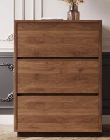 Ebern Designs 23.62" Decorative Storage Cabinet With 3 Drawers, Walnut Bedside Table for Bedroom New In Box $399