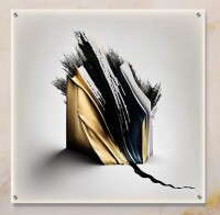 Ivy Bronx Black And Gold Cubic Expression VI - Abstract Cubism Acrylic Wall Art Decor, 30" H x 30" W New In Box $199