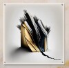 Ivy Bronx Black And Gold Cubic Expression VI - Abstract Cubism Acrylic Wall Art Decor, 30" H x 30" W New In Box $199