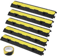 VEVOR 5-Piece Rubber Cable Guard, Dual Channel, 12000 lbs per Axle Load Capacity, Durable Hose & Wire Protection Ramp for Driveways, with Easy Access Top & 50 ft Caution Tape for Both Indoor & Outd New In Box $299