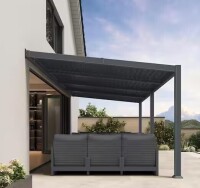 Purple Leaf 10 ft. x 20 ft. Grey Aluminum Outdoor Wall-mounted Louvered Pergola with Individual Adjustable Sunshade Roofs (6 Boxes of 7) New in Box $4999