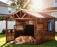 Tucker Murphy Pet Solid Wood Outdoor Dog House with Cage New in Box Factory Crated $1899 May be Incomplete