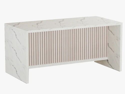 Ivy Bronx 71" Large Imitation Dining Table For 4-6 People, Island Table With Led Lights, Mordern Marble Stripes Kitchen Dining Table With Grille Design New in Box $799