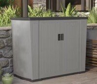 Suncast 130 Gal. Dove Gray Backyard Oasis Vertical Deck Box New in Box $399