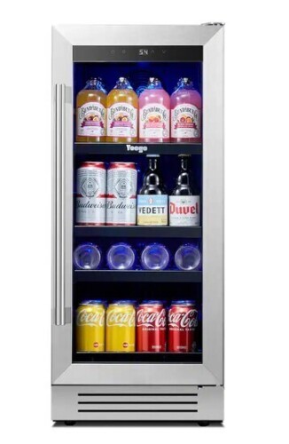 Yeego - Beverage Refrigerator Cooler - 15 inch 100 Cans Mini Fridge with Glass Door, 34&deg;F&ndash;54&deg;F Built-in Beverage Fridge - Stainless Steel New in Box $599
