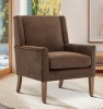 Inbox Zero Leston Wide Upholstered Fabric Accent Armchair with Solid Wood Leg in Brown New in Box $599