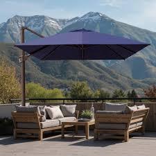 Arlmont & Co Gaudenz 10x13 Ft Rectangle Cantilever Umbrella without Weighted Base in Navy New in Box $599