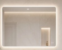 Ivy Bronx 48" x 32"Frameless Rounded Rectangle LED Backlit Bathroom Mirror with Anti-Fog, 3-Color Dimmable Light and Touch Control New in Box $499