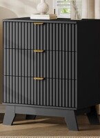 George Oliver Fluted 3-Drawer Dresser Nightstand with Wood Grain Finish, 23.6"W Wide Chest of Drawers Black New in Box $599