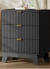 George Oliver Fluted 3-Drawer Dresser Nightstand with Wood Grain Finish, 23.6"W Wide Chest of Drawers Black New in Box $599