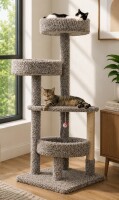 New Cat Condos 54" Tall Solid Wood Cat Tower for Large Cats & Multi-Cat Homes New in Box $299