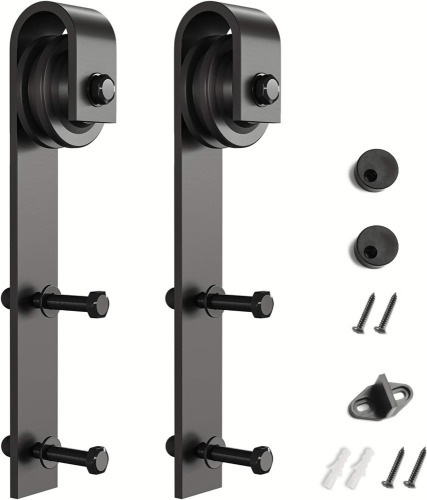 SMARTSTANDARD Sliding Barn Door Hardware Hangers 2pcs (Black) (J Shape Hangers) New Open Box $79
