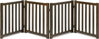 LZRS Wooden Free Standing Dog Gate 80" W x 24" H, Foldable Solid Hardwood Pet Safety Fence for House Doorways, Stairs, Hallways, Step-Over Pet Barrier, No Drill Easy Setup, Walnut New In Box $199