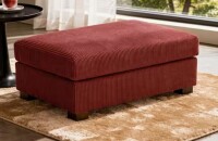 Uixe 41.5 in. Red Corduroy Fabric Rectangle Ottoman with Wood Legs New In Box $299