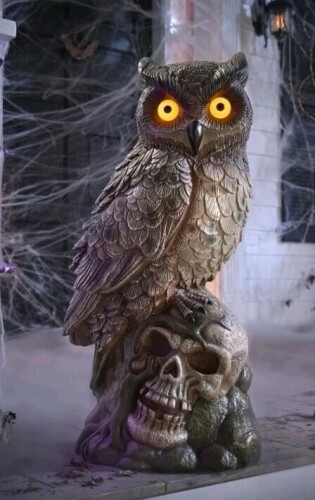 Home Accents Holiday 2.5 ft Grave & Bones Hand-Painted LED Owl New $99