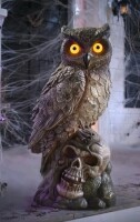 Home Accents Holiday 2.5 ft Grave & Bones Hand-Painted LED Owl New $99