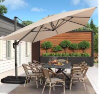Purple Leaf 10 ft. x 13 ft. Aluminum UV-Resistant Outdoor Cantilever Offset 360&deg; Rotation Patio Umbrella with Base, Beige (2 Boxes) New in Box $799