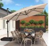 Purple Leaf 10 ft. x 13 ft. Aluminum UV-Resistant Outdoor Cantilever Offset 360&deg; Rotation Patio Umbrella with Base, Beige (2 Boxes) New in Box $799