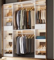 Rebrilliant 58"- 90" W Closet System with Wooden Drawers and Hanging Rods(Cut to Fit) in White New Open Box $499