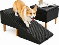 Tucker Murphy Pet&trade; 2-in-1 Foldable Dog Stairs Ramp, Convertible Ottoman Footstool for Small Medium Large Dogs Climbing High Beds Couches, Black Similar to Picture New $299