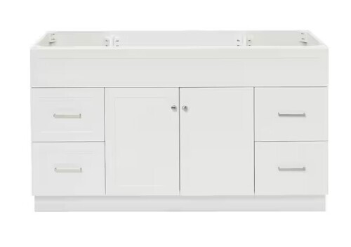 ARIEL Hamlet 60 in. Freestanding Bathroom Vanity Cabinet without Top in White (Assembled) New In Box $1399