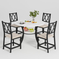 Gracie Oaks 5-Piece 35.4" Round Extendable Dining Table Set $499