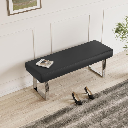 JIEXI 45.3'' Modern PU Leather Kitchen Entryway Bench w/Sturdy Metal Legs New In Box $299