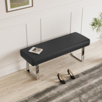 JIEXI 45.3'' Modern PU Leather Kitchen Entryway Bench w/Sturdy Metal Legs New In Box $299