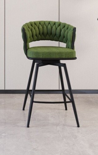 English Elm 26" Bar Chair Linen Woven Bar Stool, Black legs Barstool No Adjustable Kitchen Island Chair New In Box $399